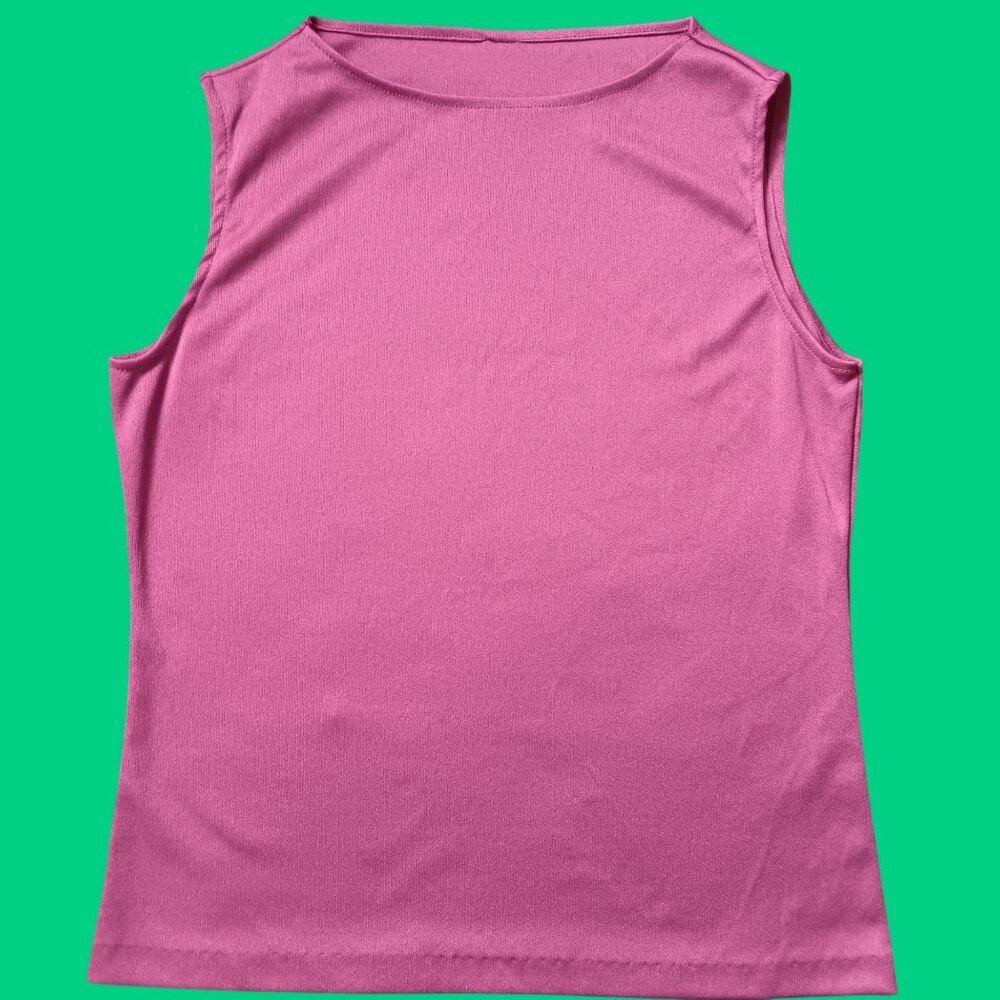 True Vintage Women's Top 1970s Single Stitch Medium Purple Sleeveless Stretch